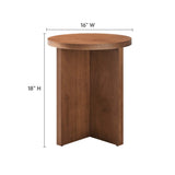 Selene Round Wood Side Table in Walnut