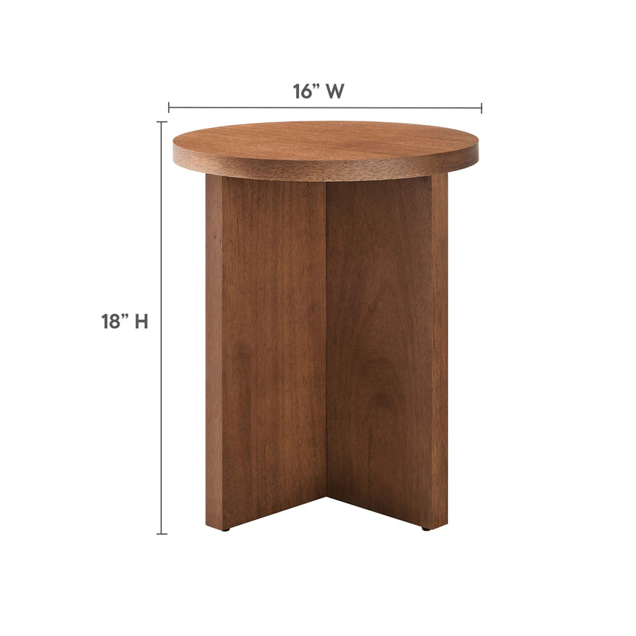 Selene Round Wood Side Table in Walnut