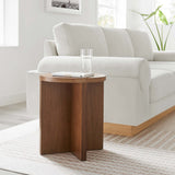 Selene Round Wood Side Table in Walnut