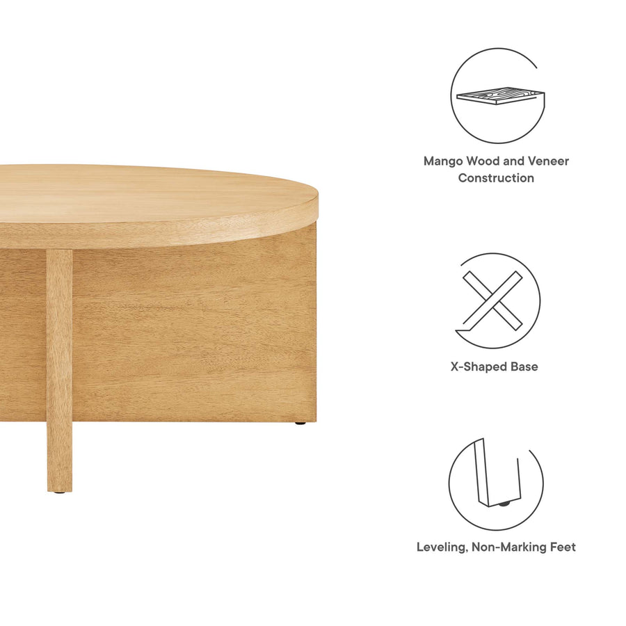 Selene Round Wood Coffee Table in Natural