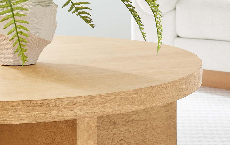 Selene Round Wood Coffee Table in Natural