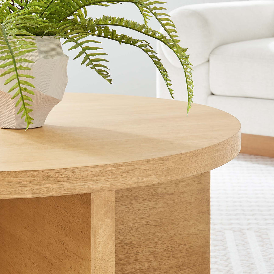 Selene Round Wood Coffee Table in Natural