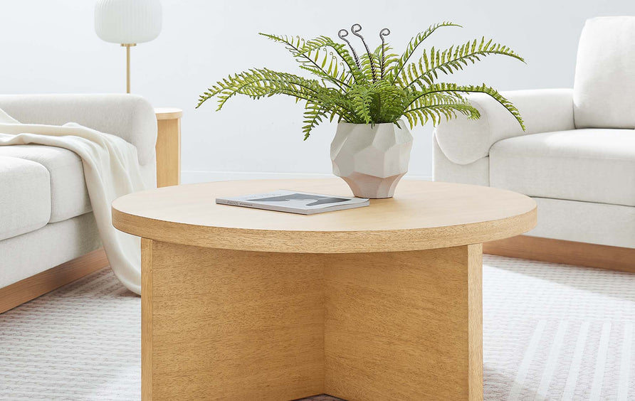Selene Round Wood Coffee Table in Natural