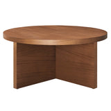 Selene Round Wood Coffee Table in Walnut