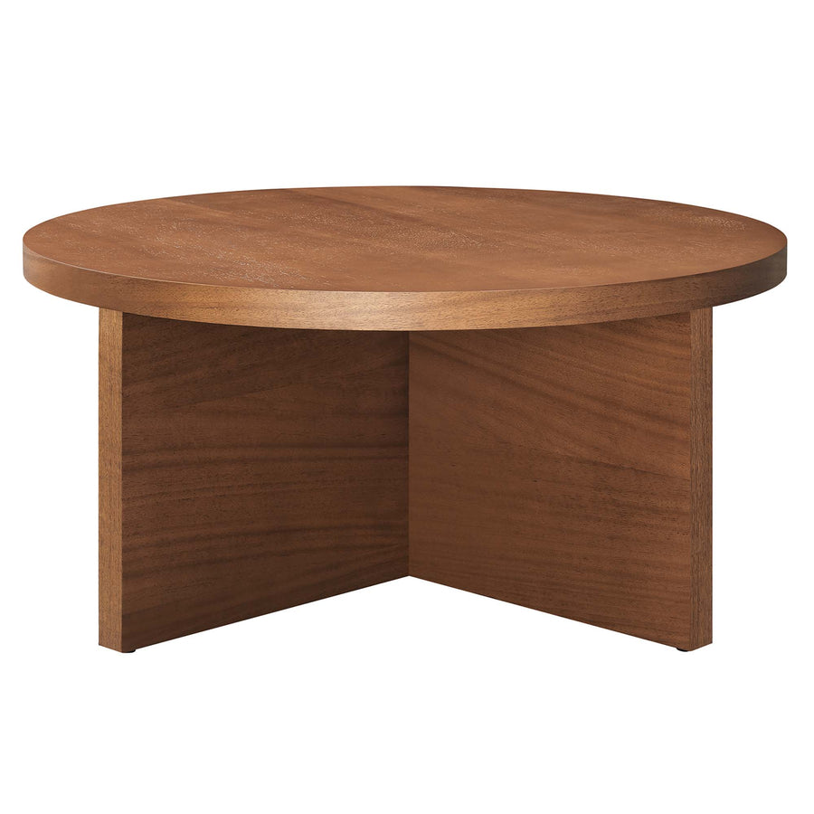 Selene Round Wood Coffee Table in Walnut