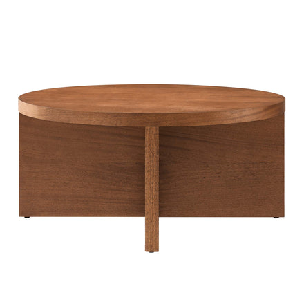 Silas Round Wood Coffee Table in Walnut