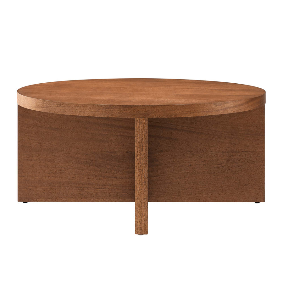 Selene Round Wood Coffee Table in Walnut