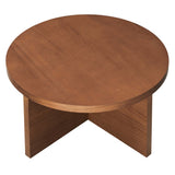 Selene Round Wood Coffee Table in Walnut