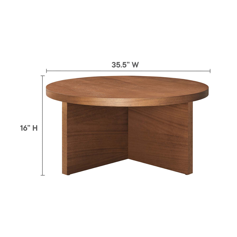 Selene Round Wood Coffee Table in Walnut