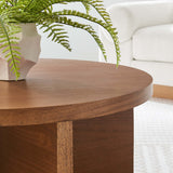 Selene Round Wood Coffee Table in Walnut