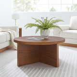 Selene Round Wood Coffee Table in Walnut