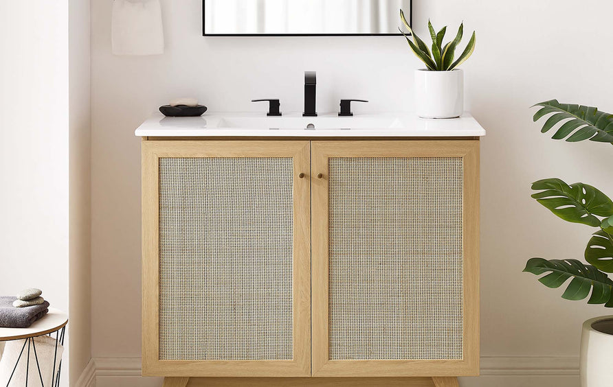 Wren 36" Bathroom Vanity Cabinet (Sink Basin Not Included) in Oak