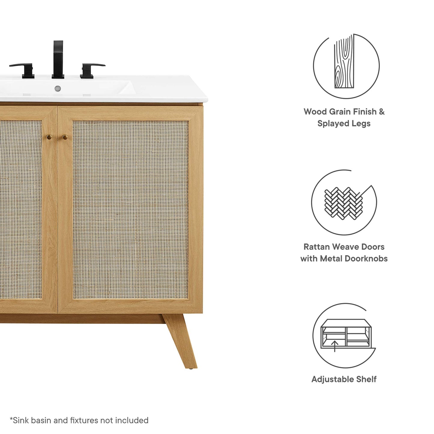 Soma 36" Bathroom Vanity Cabinet (Sink Basin Not Included) by Furniture For America