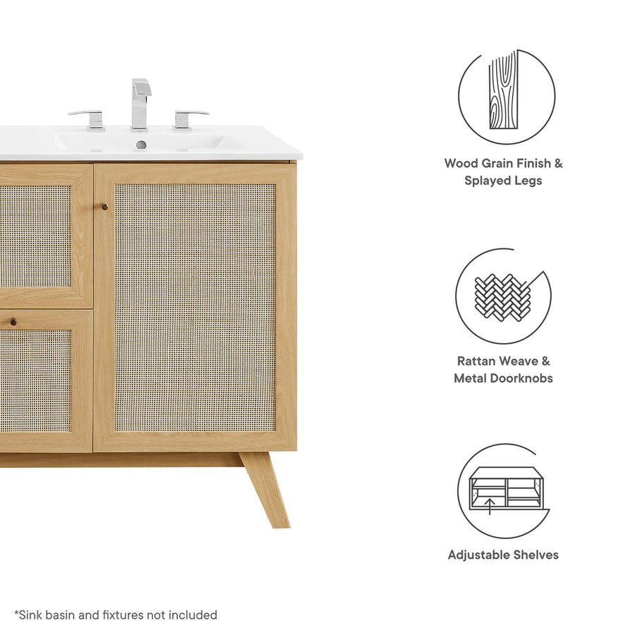 Wren 48" Single or Double Sink Compatible Bathroom Vanity Cabinet (Sink Basin Not Included) in Oak
