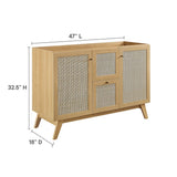 Wren 48" Single or Double Sink Compatible Bathroom Vanity Cabinet (Sink Basin Not Included) in Oak