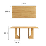 Salon Rectangular 70" Wood Dining Table in Oak