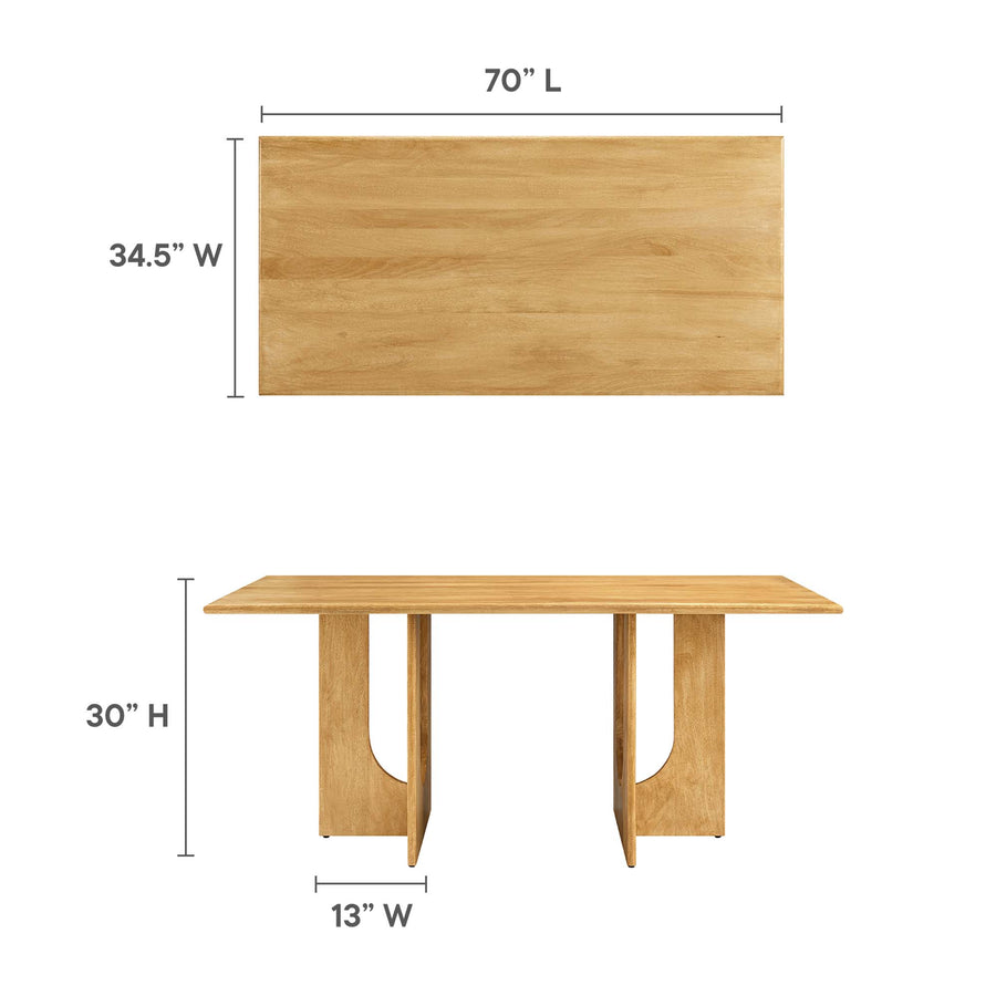 Salon Rectangular 70" Wood Dining Table in Oak