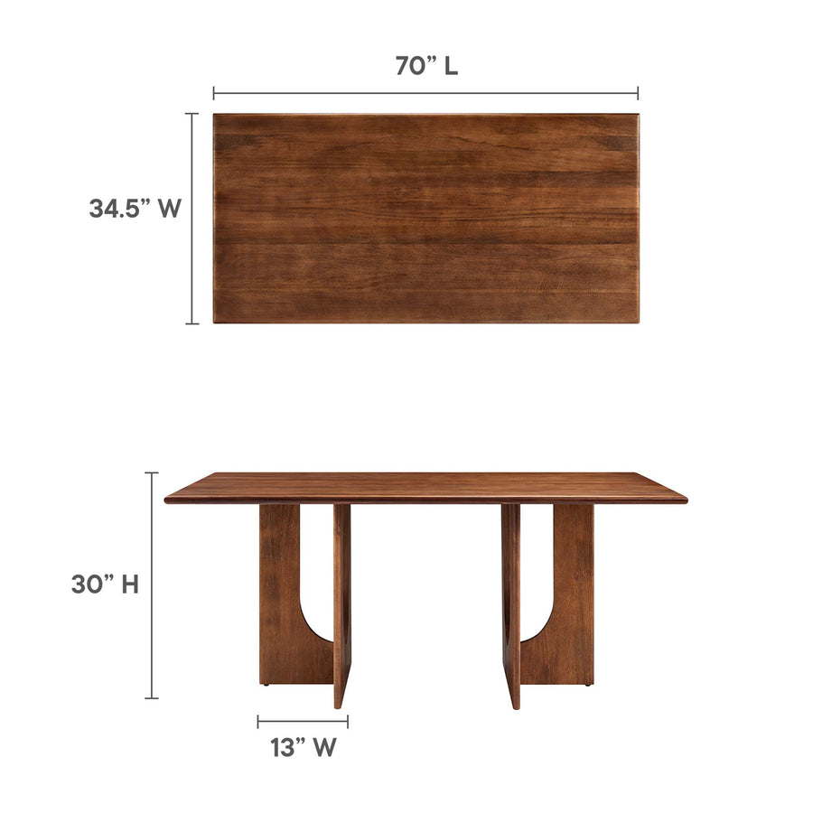 Salon Rectangular 70" Wood Dining Table in Walnut