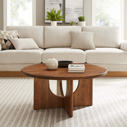 Rivian Round 34" Coffee Table in Walnut