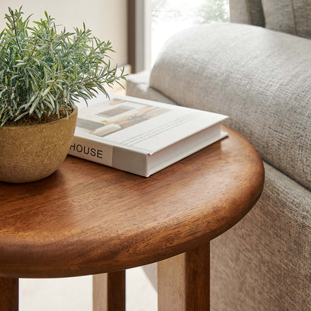Rivian Round Side Table in Walnut