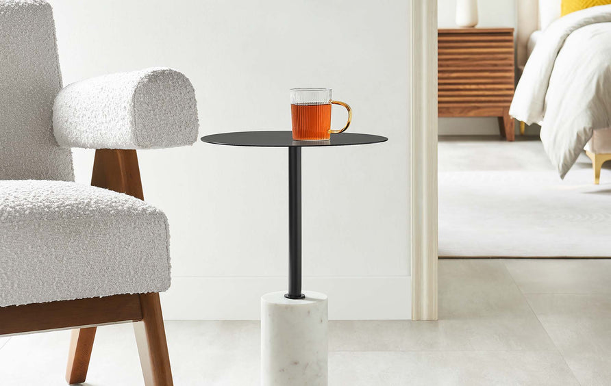 Albarracin Round Side Table in White Black