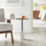 Albarracin Round Side Table in White Black