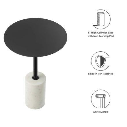 Lyric Round Side Table in White Black