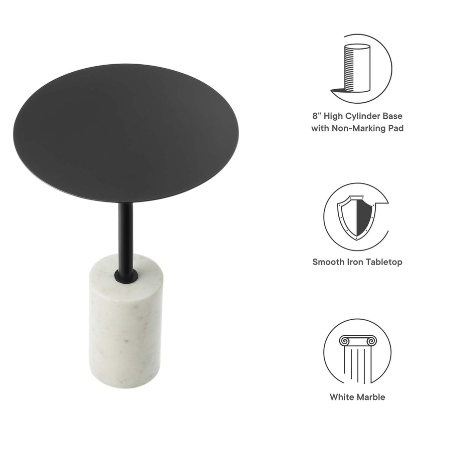 Albarracin Round Side Table in White Black