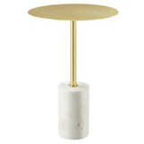 Albarracin Round Side Table in White Brass
