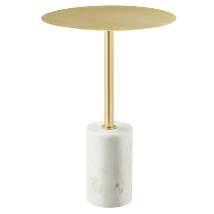 Lyric Round Side Table in White Brass