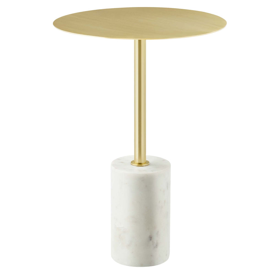 Albarracin Round Side Table in White Brass