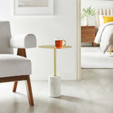 Albarracin Round Side Table in White Brass