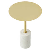 Albarracin Round Side Table in White Brass