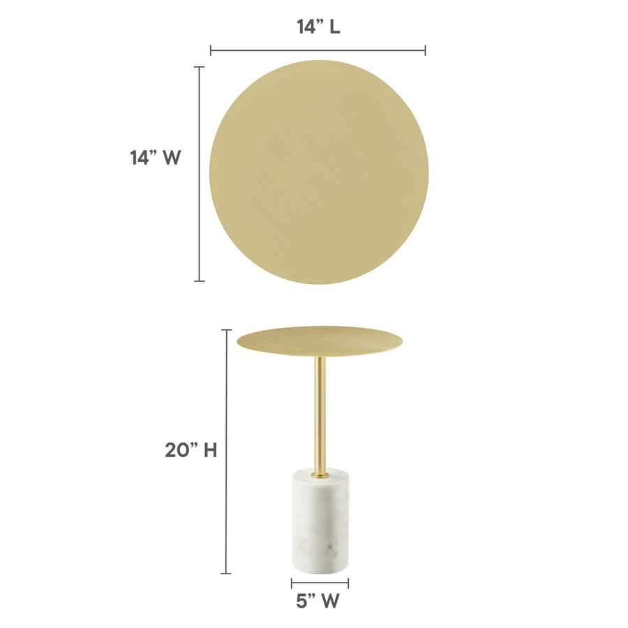 Albarracin Round Side Table in White Brass