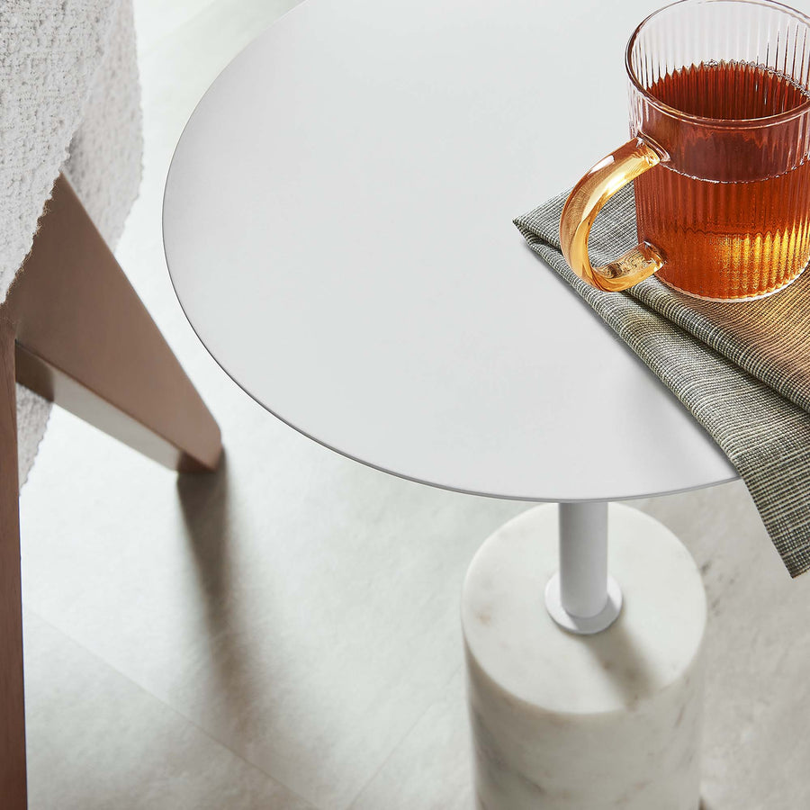 Albarracin Round Side Table in White White