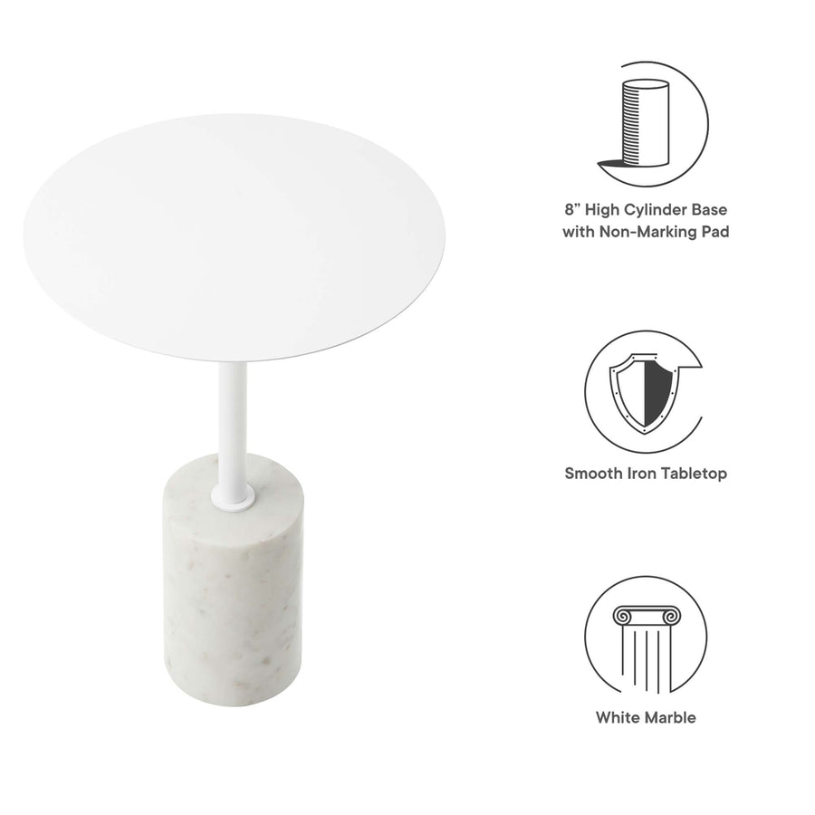 Albarracin Round Side Table in White White