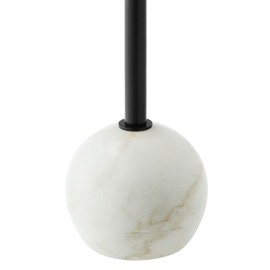Tindra Round White Marble Side Table in White Black