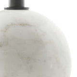 Tindra Round White Marble Side Table in White Black