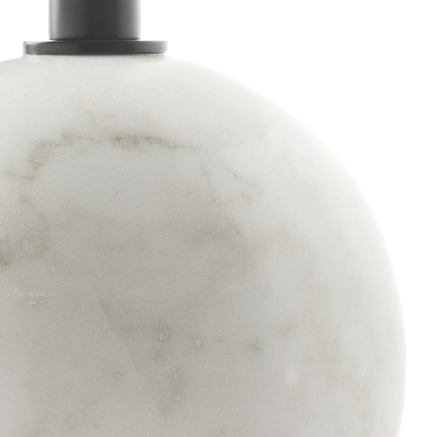 Tindra Round White Marble Side Table in White Black