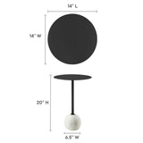 Tindra Round White Marble Side Table in White Black