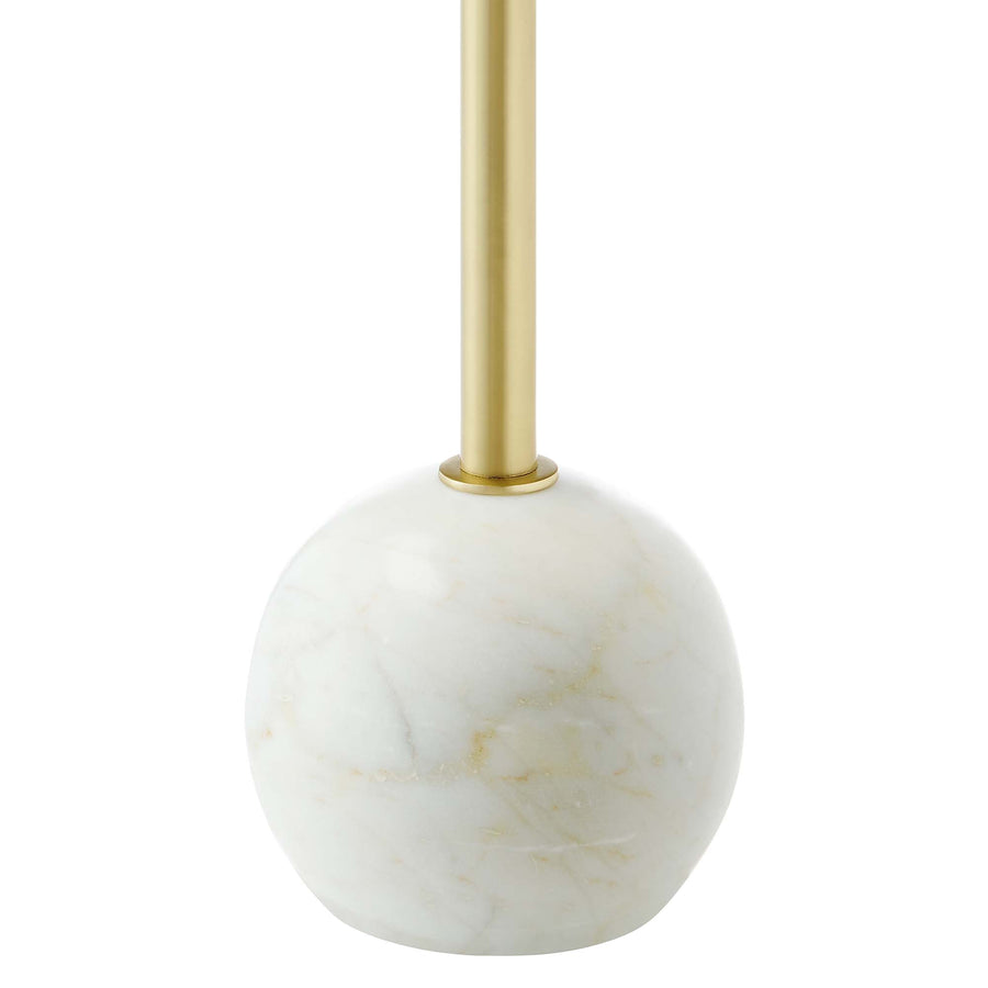 Tindra Round White Marble Side Table in White Brass