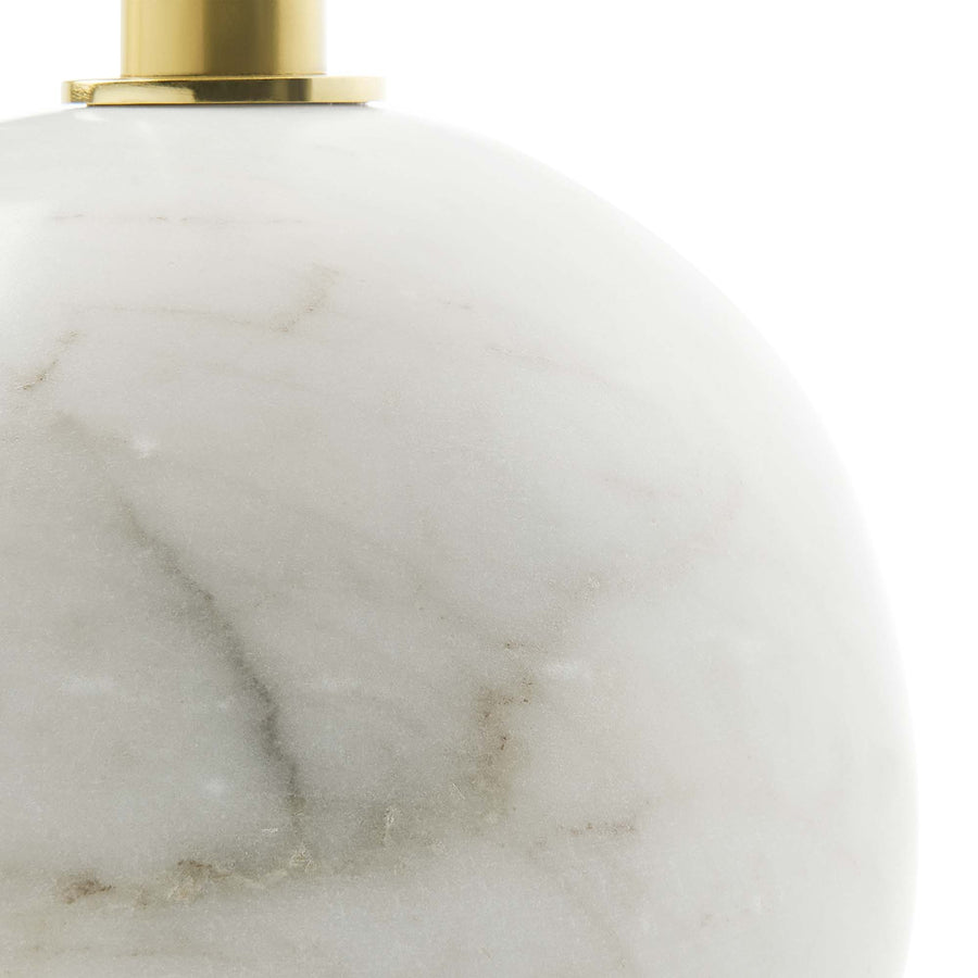 Tindra Round White Marble Side Table in White Brass