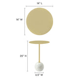Tindra Round White Marble Side Table in White Brass