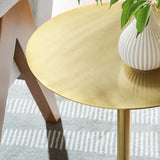 Tindra Round White Marble Side Table in White Brass
