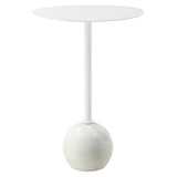 Tindra Round White Marble Side Table in White White