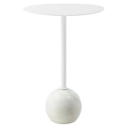 Aliza Round White Marble Side Table in White White
