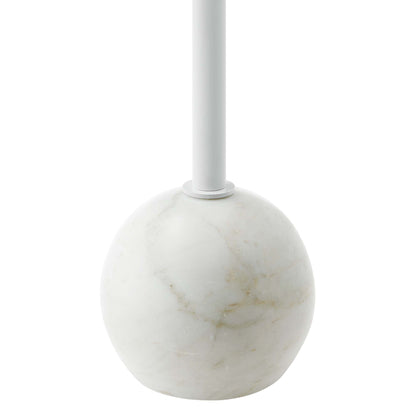 Aliza Round White Marble Side Table by Furniture For America