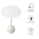 Tindra Round White Marble Side Table in White White