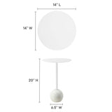 Tindra Round White Marble Side Table in White White