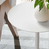 Tindra Round White Marble Side Table in White White